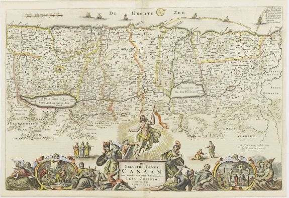 KEUR, P., Promised land and Canaan., antique map, old maps