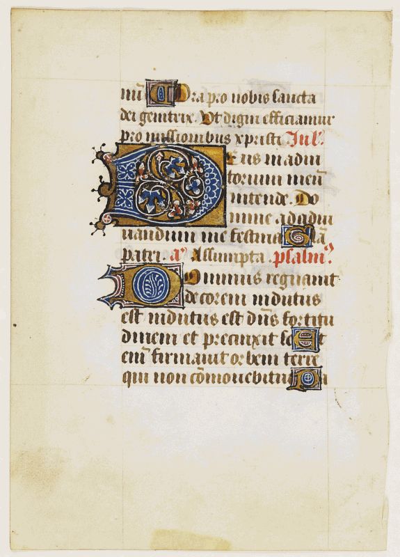Anonymous., Leaf on vellum from a manuscript Book of Hours., antique map, old maps