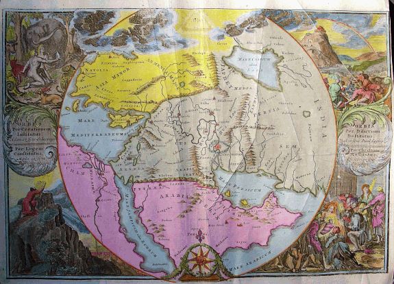 HOOGHE, de R., ORBIS PER CREATIONEM INSTITUTUS; ORBIS PER DILUVIUM DESTITIUTUS, antique map, old maps