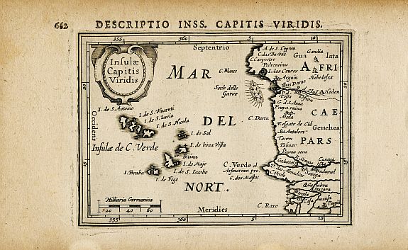 HONDIUS, J./BERTIUS, P., Insulae Capitis Viridis, antique map, old maps
