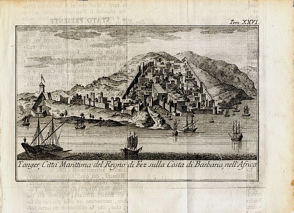 ANONYMOUS, Tanger, Citta Marittima del Regno di Fez sulla Costa di Barbaria, nell'Africa., antique map, old maps