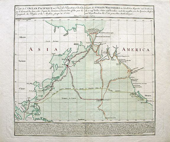 LOTTER, T. C., Carte de l'Océan Pacifique au Nord de l'Equateur.../Charte des Stillen Weltmeers..., antique map, old maps
