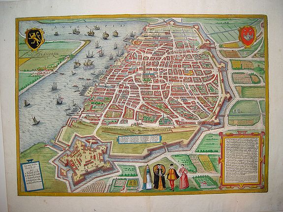 Braun & Hogenberg, Anverpia, nobile in Barbantia oppidum, parrim maritimum..., antique map, old maps