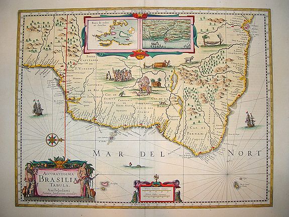 BLAEU, J., Acuritisima Brasilia Tabula., antique map, old maps