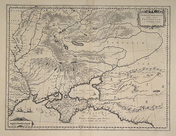 Blaeu, Willem, Tavrica Chersonesva Mostra aetate Prezecopsca et Gazara dicitur, antique map, old maps