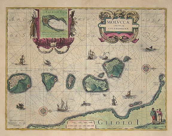 BLAEU, Willem, Moluccae Insulae Celeberrimae, antique map, old maps