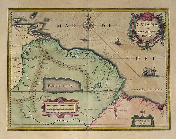 Blaeu, Willem, Guiana Sive Amazonum Regio, antique map, old maps