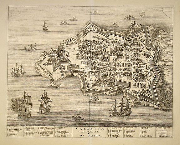 BLAEU, Joan / MORTIER, P., Valleta ou Valet Ville Forte de l''Isle De Malta, antique map, old maps