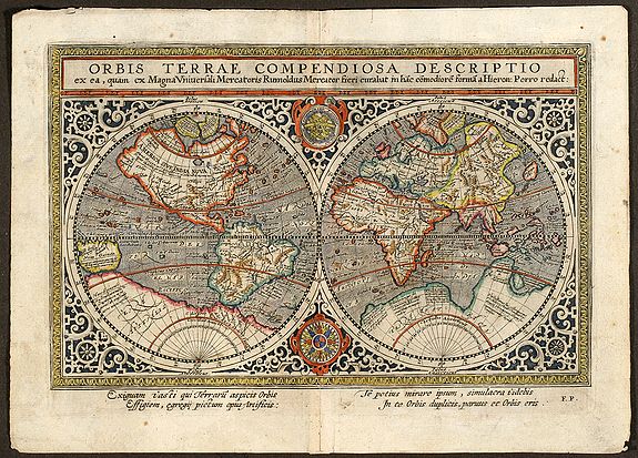 Mercator, R., Orbis Terrae Compendiosa Descriptio ex ... Rumoldus Mercator ... Hieron: Porro redact, antique map, old maps