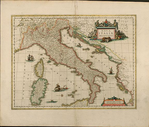 Blaeu, W.J., Nova Italiae Delineatio, antique map, old maps