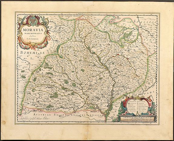 Blaeu, W.J., Moravia Marchionatus Auctore I.A. Comenio, antique map, old maps