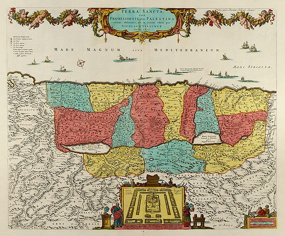 Visscher, N., Terra Sancta, sive Promissionis, olim Palestina Recens Delineata, et in Lucem Edita per Nicolaum Visscher Anno 1659, antique map, old maps