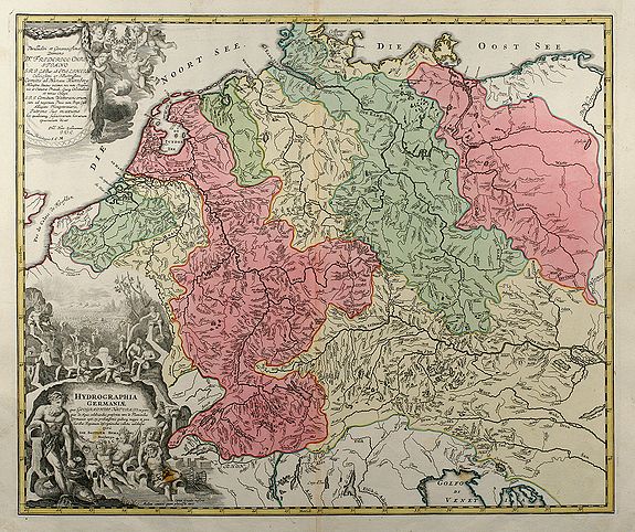 Homann, J.B., Hydrographia Germaniae qua Geographiae Naturalis, antique map, old maps