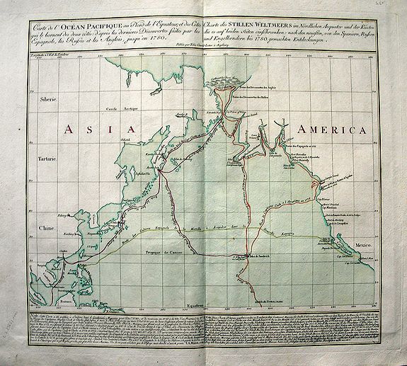 LOTTER, T. C., Carte de l\'Océan Pacifique au Nord de l\'Equateur.../Charte des Stillen Weltmeers..., antique map, old maps