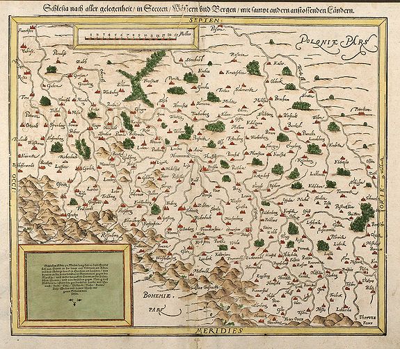 MUNSTER, S., Schlesia nach aller Gelegenheit / in Stetten / Wassern und Bergen / mit sampt andern anstossenden Ländern., antique map, old maps