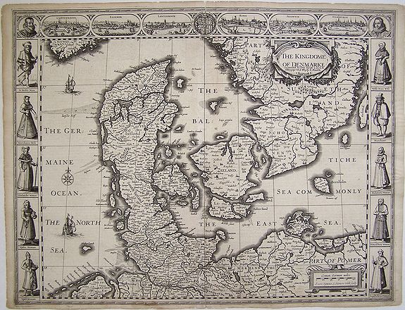 SPEED, J., The Kingdome of Denmarke., antique map, old maps