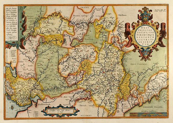 Ortelius, A., Westphaliae Totius, Finitimarumque Regionum Accurata Descriptio, antique map, old maps