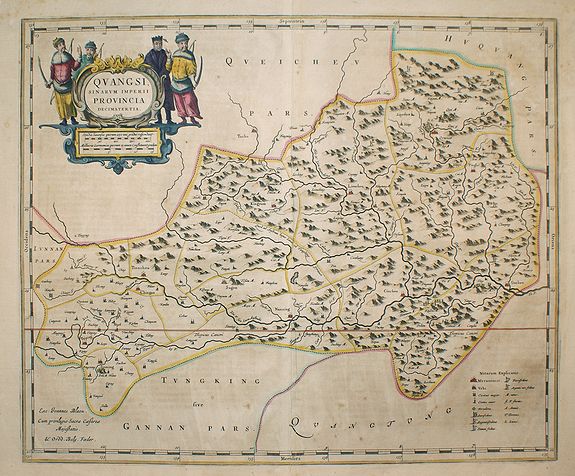BLAEU, J. / MARTINI, Quangsi, Sinarum Imperii Provinciae Decimatertia., antique map, old maps