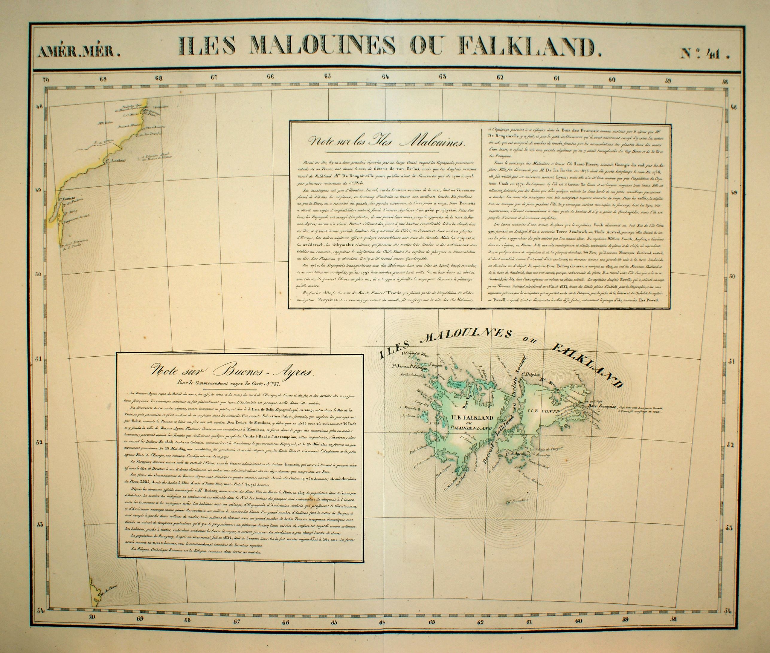 VANDERMAELEN,Ph., Isles Malouines ou Falkland. No.41., antique map, old maps