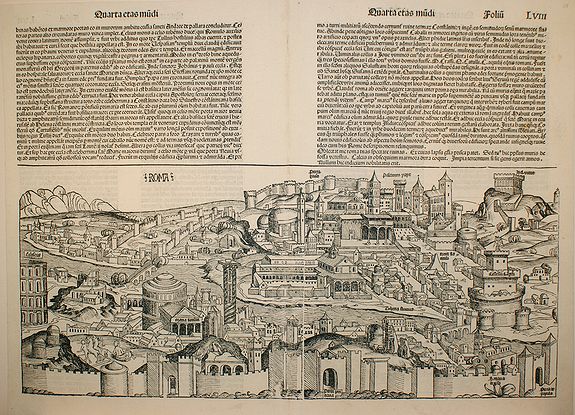 SCHEDEL,H., Roma, antique map, old maps