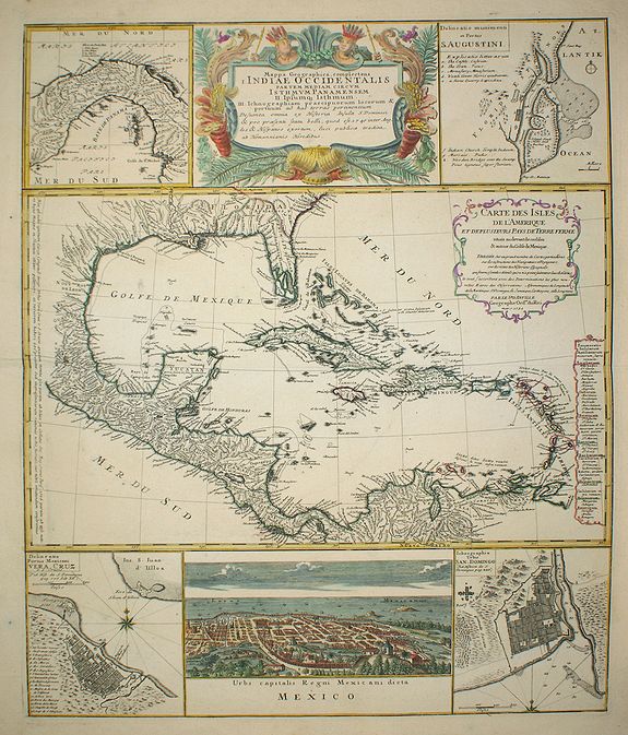 HOMANN HEIRS, Mappa Geographica..Indiae Occidentalis.., antique map, old maps