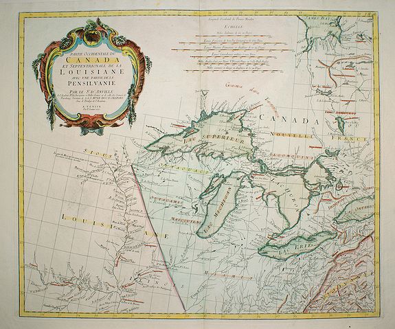 SANTINI, P., Partie Occidentale du Canada et Septentrionale de la Louisiane.., antique map, old maps