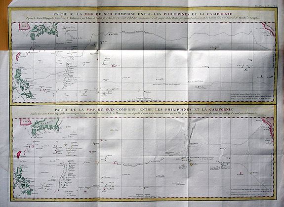 LA PÉROUSE, J. F. G., Partie de la Mer du Sud comprise entre les Philippines et la Californie d\'apres de Carte Espagnole trouvee sur le Galion pris par l\'Amiral Anson en 1743, qui represente l\'etat des connaissances a cette epoque, et les routes que suivaient ordinairement , antique map, old maps