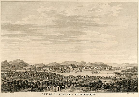 de Lespinasse, N.L., Vue de la Ville de Catherinebourg, antique map, old maps
