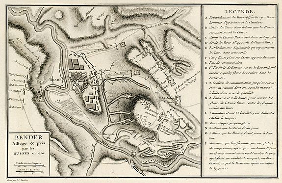 TARDIEU, P.F., Bender Assiégé & pris par les Russes en 1770, antique map, old maps