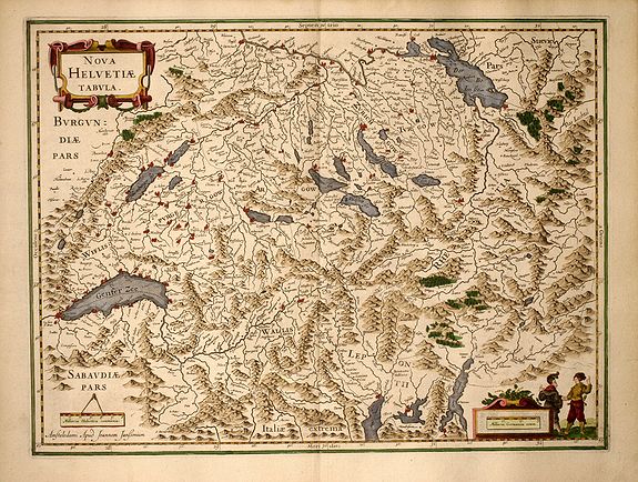 JANSSONIUS, J., Nova Helvetiae Tabula, antique map, old maps