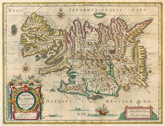 BLAEU, W., Tabula Islandiae, antique map, old maps