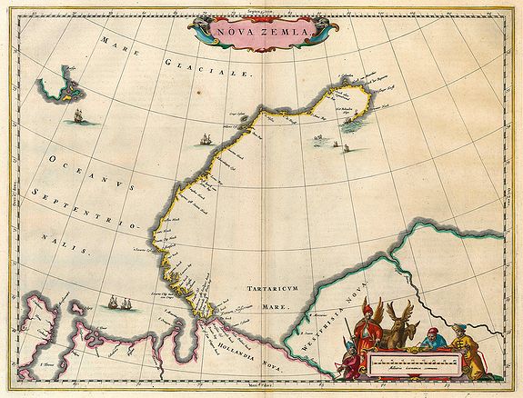 BLAEU, J., Nova Zemla., antique map, old maps