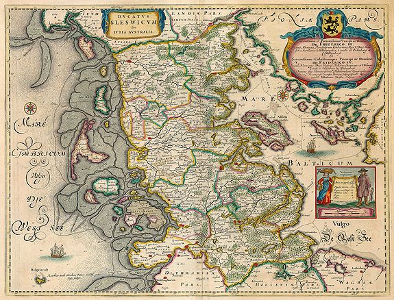 BLAEU, J., Ducatus Sleswicum sive Iutia Australis., antique map, old maps