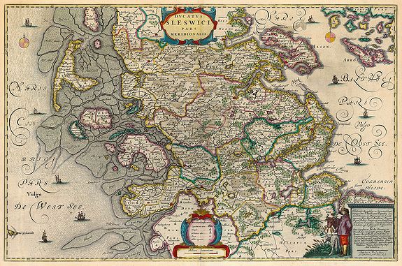 BLAEU, J., Ducatus Slewici pars Meridionalis., antique map, old maps