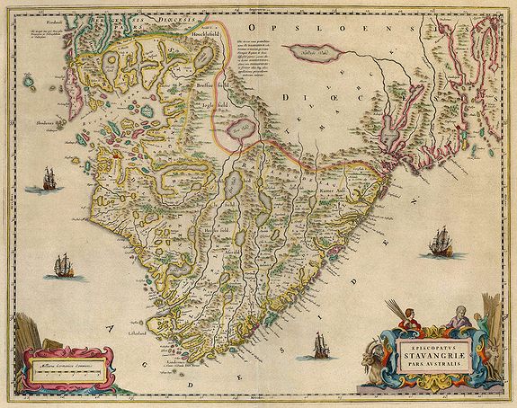 BLAEU, J., Episcopatus Stavangriae pars Australis., antique map, old maps