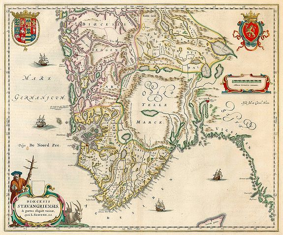 BLAEU, J., Dioecesis Stavangriensis., antique map, old maps