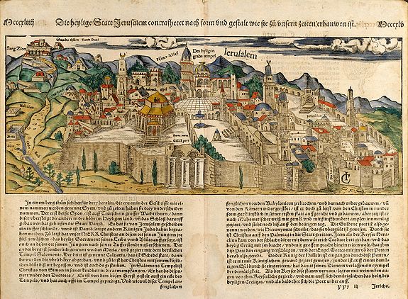 MUNSTER, S., Die Heylige Statt Jerusalem, antique map, old maps