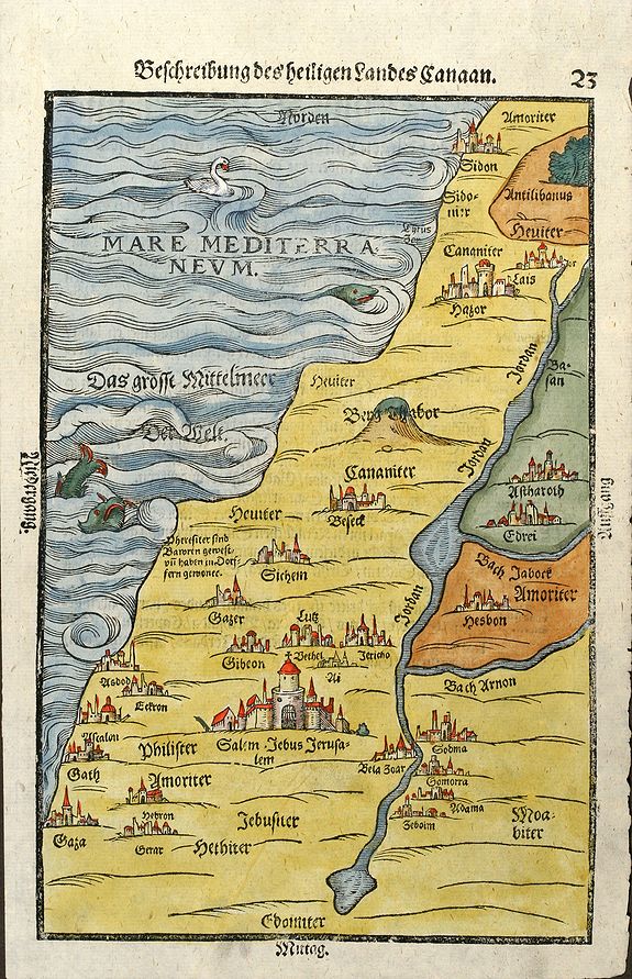 Bunting, H., Beschreibung des heiligen Landes Canaan, antique map, old maps