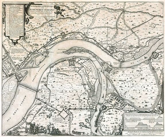 VISSCHER, C.J., De Ghelegentheyt ende Belegheringhe van Schenken-Schans., antique map, old maps