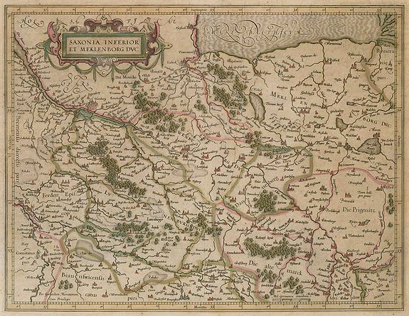 MERCATOR, G., Saxonie Inferior et Meklenborg Duc., antique map, old maps