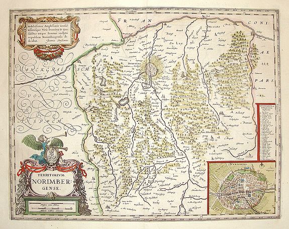 BLAEU, W., Territorium Norimbergense. , antique map, old maps