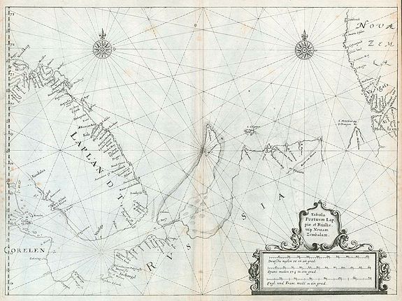 MERIAN, M. - WERDENHAGEN, J., Tabula Portuum Lappiae et Russiae, usq Novam Zembalam., antique map, old maps