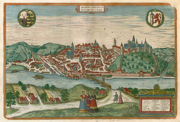 BRAUN & HOGENBERG, Misena Hermun Durorum Urbs., antique map, old maps