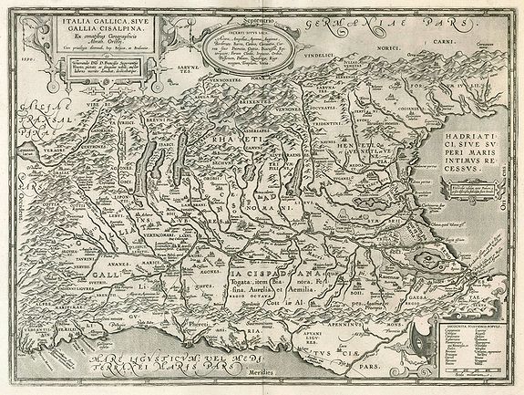 ORTELIUS, A., Italia Gallica, sive Gallia Cisalpina. , antique map, old maps