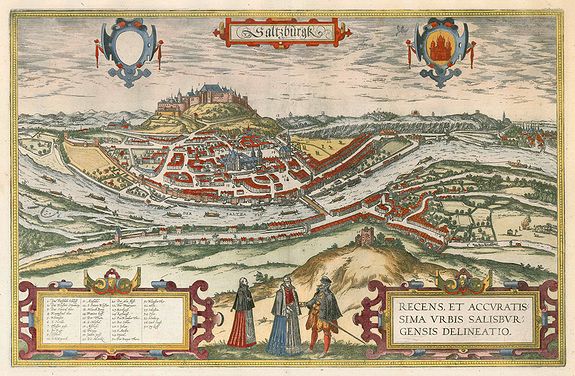 BRAUN & HOGENBERG, Saltzburgk., antique map, old maps
