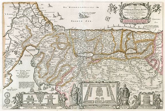 VISSCHER, N., Perigrinatie ofte Veertich-Jarige Reyse der Kinderen Israels, ..., antique map, old maps