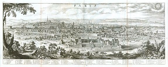 MERIAN, M., Parys., antique map, old maps
