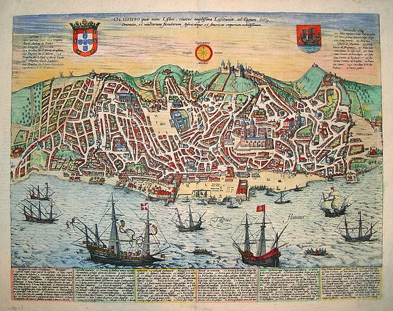 BRAUN, G. & HOGENBERG, F., Olissippo quae numc Lisboa..., antique map, old maps