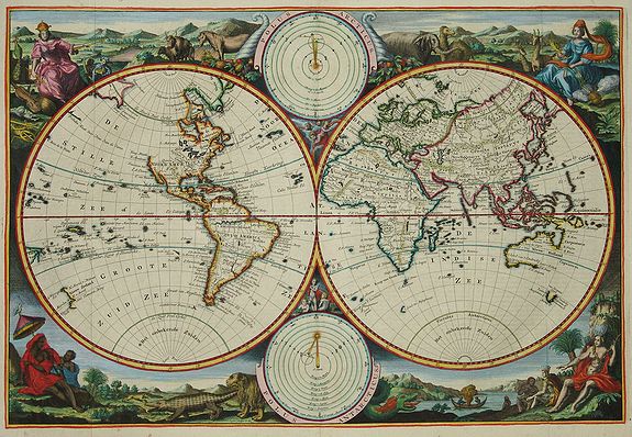 KEUR, Hendrik & Jakob, Korte Beschrijvinge van de Lantschappen des WERELTS, antique map, old maps