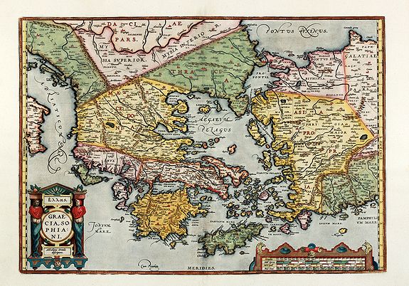 ORTELIUS, A., Hellas. Graecia, Sophiani, antique map, old maps